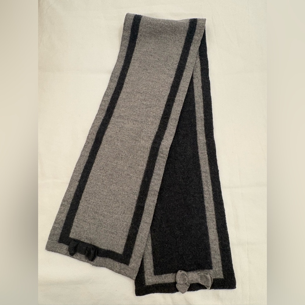 Kate Spade Charcoal and Light Gray Wool Scarf